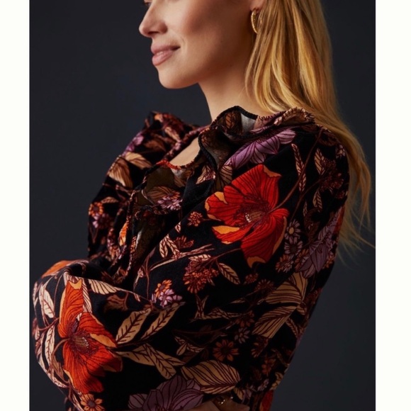 NWT Anthropologie Pilcro Tiered Floral Corduroy Dress S - Picture 6 of 16